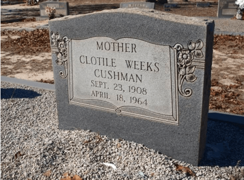 Photo of Clotile's headstone at Edisto Baptist Church